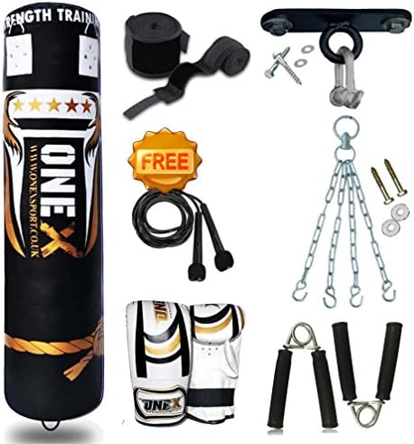 Battle Training Punch Bag Filled Set Kick Boxing MMA Heavy Training Gloves Punching Mitts Hanging Chain Ceiling Hook Anchor Rope Muay Thai Martial Arts 5FT