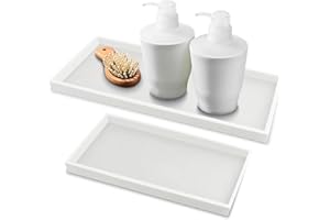 ROUCERLIN Lot de 2 plateaux de courtoisie en silicone, grands et petits plateaux de salle de bain pour comptoir, porte-savon à vaisselle, évier de cuisine, rectangulaire, clé de parfum, toilettes, commode,