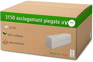 RFD 3150 Asciugamani di Carta Monouso | Piegati a V | 100% Cellulosa | Soft & Resistenti | Perfetti per Dispenser | Confezione Economica