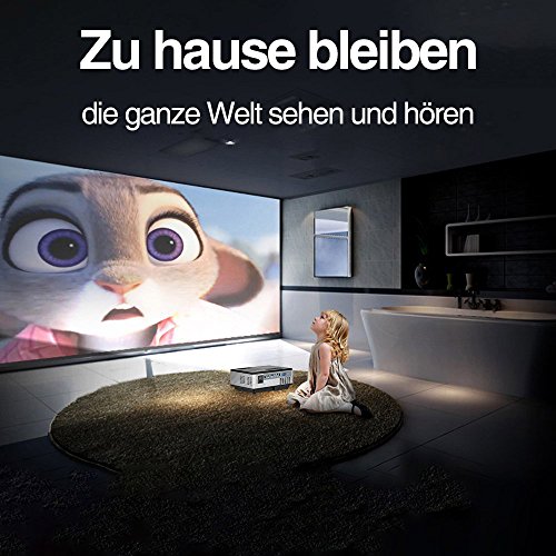 Android Beamer WIFI Projektor LED 1500 Lumen Video Projektor unterstÃ¼tz 1080p / 720p mit HDMI VGA USB AUDIO Eingang fÃ¼r Smartphone PC Laptop PS4 Xbox, integrierte Lautsprecher