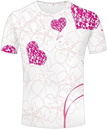 ouzhouxijia Mens Womens T Shirt 3D Printed Graphic Shirt Pink Geometric Flowers/Love Short Sleeve Shirts Summer Casual Tops Tees S