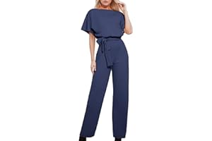 NaLatia Damen Elegant Jumpsuit Overall Hosenanzug Playsuit Romper Festlich Sommer O-Ausschnitt
