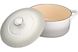 Denby - Natural Canvas White Cast Iron Casserole Dish - Dutch Oven, Oven Safe Pot, Enamelled - 24cm, 4.05L Capacity - Round