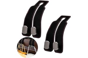 DREAKU Premium Leather Car Headrest Hooks - Multifunctional Handbag and Car Bag Hooks for Back Seat Organization (Black)