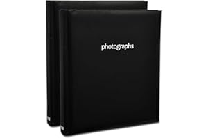 ARPAN 2 x Photo Album 200 6 X 4'' / 15 x 10 cm Photos Slip in Picture Album CD/DVD Pocket Memo Writing Area – Gifting Album (Pastel black)