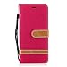 Produktbild Samsung Galaxy S9 Hülle, Hozor Bookstyle Leder Handyhülle mit Standfunktion Aufklappbar Schutzhülle Denim Flip Case Wallet Cover mit Kartenfächern - Rot