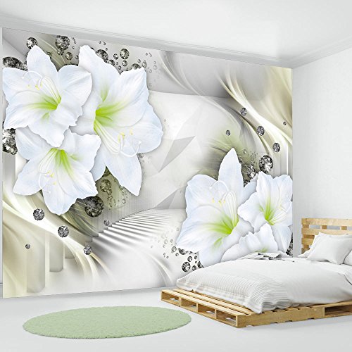 FOTOTAPETE 350x245 cm - VLIES TAPETE PREMIUM - PROFI QUALITÄT - 3 Farben zur Auswahl - Top moderne Wanddeko - Wandbilder XXL - Riesen Wandbild - Top Design Tapete - Neue exklusive Edition mit noch besser Druckauflösung - Deutsches Premium Vlies - Blumen b-C-0134-a-b