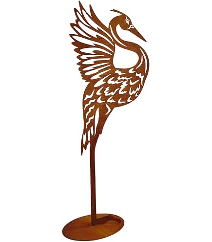 Illumino Klapperstorch Gartenstecker XXL – 78x57 Cm, Naturrost, Metall, Für Garten, Teich, Als Geburtsgeschenk