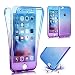 Produktbild iPhone SE Hülle, iPhone 5S Hülle, MOMDAD Beidseitiger 360°Full Body Schutzhülle für iPhone SE 5S 5 Double Case Cover Telefonkasten Touchscreen TPU Silikon Transparent Front Back Schutz Ultra Dünn Kristall Crystal Weich Rutschfeste Anti-Kratzer Handy Tasche Schale Bumper - Gradient Blau Lila