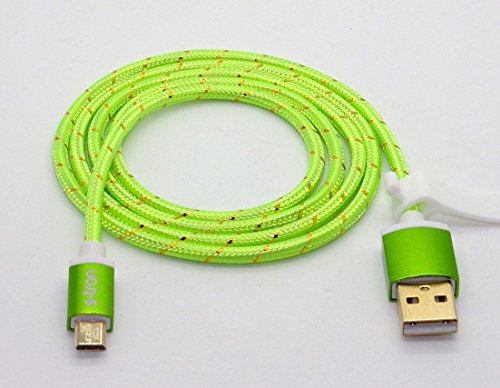 textilummanteltes Micro USB Kabel 2,0m grün - geeignet für alle Smartphones & Tablets mit Micro USB Anschluss