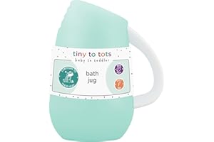 TINY TO TOTS BABY TO TODDLER Baby Bath Jug, Tiny To Tots Baby & Toddler Shampoo Rinser, Hair Wash Jug With Handle, Green BPA Free Soft Rim, Designed To Contour To Your Baby’s Head
