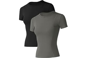 IECCP Women's Gym Shirts Workout Yoga Running Sports Tops Breathable Athletic Exercise Teeshirts Quick Dry Short Sleeve