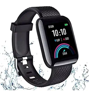 TechKing (Special 9 Years Warranty) Men Women Fitness Tracker Smart Watch 1.3 inch Screen Blood Pressure Heart Rate Monitor Lite Waterproof Exercise Smartwatch for All Boys & Girls (Black)