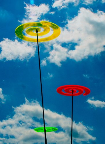 LISA DEKO Gartenstecker Wirbel gelb – 22 cm mit 100 cm Metallstab – Sonnenfänger/Suncatcher - 6