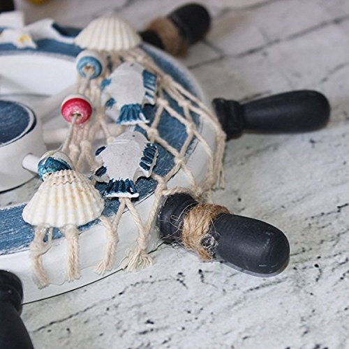 INIZIO Holz Wanddeko Steuerrad Anhänge Schiff Lenker Lenkrad Steering Fischernetz Greenock Steuerräder - 5