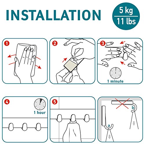 Tatkraft Fyra Stark Hakenleiste Edelstahl Selbstklebend 4 Klebehaken - 5