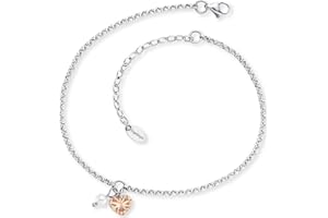 Engelsrufer Fußkettchen für Damen mit Anhänger, 925er Sterlingsilber rhodiniert, oder Edelstahl, Bicolor, Tricolor, verstellbare Länge, nickelfrei, Allergiker geeignet