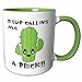 Produktbild 3dRose Mug_239506_7 Funny Kawaii Cactus Stop Calling Me A Prick Keramiktasse, Keramik, grün/weiß