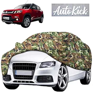 AutoKick Car Cover for Maruti Suzuki Vitara Brezza Water Resistant All Weather Sun UV Rain Dust Wind Protection with Side Mirror Pocket (Multicolor)