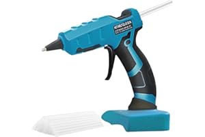 VANKER Pistolet à colle chaude sans fil Design anti-fuite Compatible avec batterie Makita 18V 20V Outil de bricolage avec 30 bâtons de colle