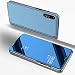 Produktbild Luxus Spiegel Hülle für Huawei P20 Lite, Girlyard PU Leder Flip Hülle mit Hart PC Bumper Ultra Slim Clear View Electroplate Plating Design Schutzhülle Standfunktion Magnetverschluss für Huawei P20 Lite - Blau