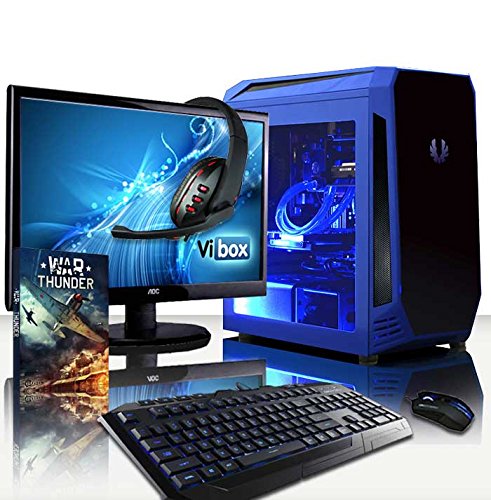 VIBOX Warrior Komplett-PC Paket 4.4 Gaming PC - 4,0GHz AMD FX 6-Core CPU, RX 460 GPU, leistungsfähig, Wassergekühlter Desktop Gamer Computer mit Spielgutschein, 22" HD Monitor, Gamer Tastatur & Mouse, Blau Innenbeleuchtung, lebenslange Garantie* (4,0GHz übertakteter Superschneller AMD FX 6300 Sechs 6-Core Prozessor CPU, MSI AMD Radeon RX 460 2GB Grafikkarte, 8GB Team Elite 1600MHz RAM, 2TB Festplatte, Raijintek Triton Wasserkühler, BitFenix Aegis Gehäuse, Ohne Windows Betriebssystem)