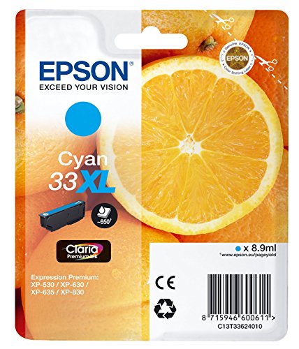 Epson T3362 Orange, Claria Premium Tinte, Text- und Hochglanzfotodruck XL (Singlepack) cyan