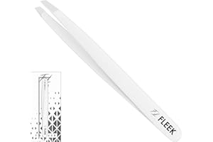 RUXBURY Fleek Eyebrow Tweezers Professional Best Stainless Steel Precision Slanted Tweezers for Facial Hair Women & Men (White)