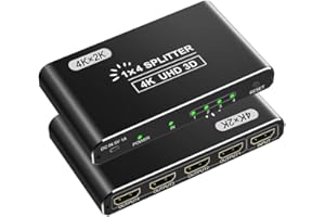 IVIVTOR HDMI Splitter 1 Entrada 4 Salidas - 4K Divisor HDMI 1 Input 4 outputs para 4 monitores Compatible con HDCP1.4 3D 60hz con Reproductores de DVD, Consolas de Juegos, Dispositivos de transmisión