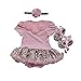 Sallyshiny Infant Newborn Baby Girl Romper Dress Tutu Skirt Leopard Flower Jumpsuit Outfit Clothes Headband Shoes 3pcs/set (0-3 Months)