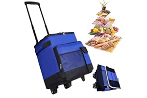 ERWOULLT Large Rolling Cooler, Portable Insulated Cool box on Wheels,Cooler Bag with Wheels and Handle,Ideal for Festivals, Picnics and Camping, Camping Accessories
