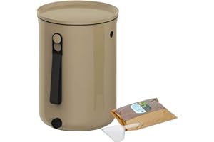 skaza Exceeding Expectations. Bokashi Organko 2 (9,6 L) | Primer compostiere da Cucina in plastica Riciclata | con attivatore di fermentazione 1 kg (Cappuccino)