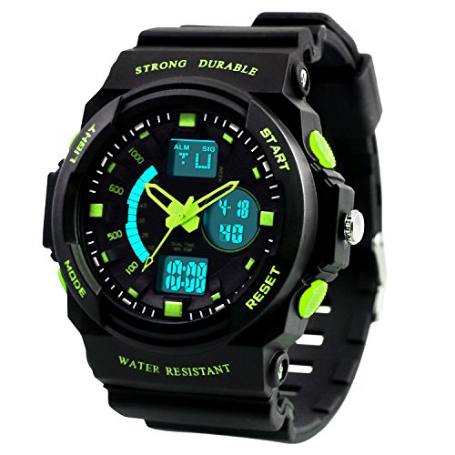 Dictac Digital Armbanduhr 50M Wasserdichte Sportuhr für Schwimmen Dual Display Stoppuhr für Jungen Männer Frauen und Kinder (Groß, Grün) Dictac Digital Armbanduhr 50M Wasserdichte Sportuhr für Schwimmen Dual Display Stoppuhr für Jungen Männer Frauen und Kinder (Groß, Grün)