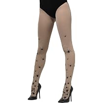 Smiffys Opaque Tights with Spiders, Nude & Black , Fever Hosiery ...