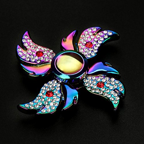 Saingace Regenbogen Aluminium Metall Tri Hand Finger Spinner Fidget EDC Schreibtisch Spielzeug Gyro - 3