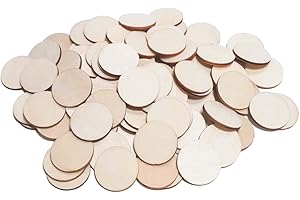 CUWELT 240pcs 3cm Unfinished Round Wood Log for Crafts, Wooden Slices Discs Pieces, Circle Shapes Wooden Natural for Wedding Décor, DIY Art Craft, Ornaments, Scrapbook, Plaques