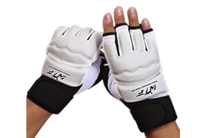 Ducomi Guanti Boxe MMA per Allenamento - Guantoni Taekwondo Box Pugilato Mezze Dita con Imbottitura Polso per Karate, Sparring, Kick Boxing - Guantini Protezione per Uomo Donna