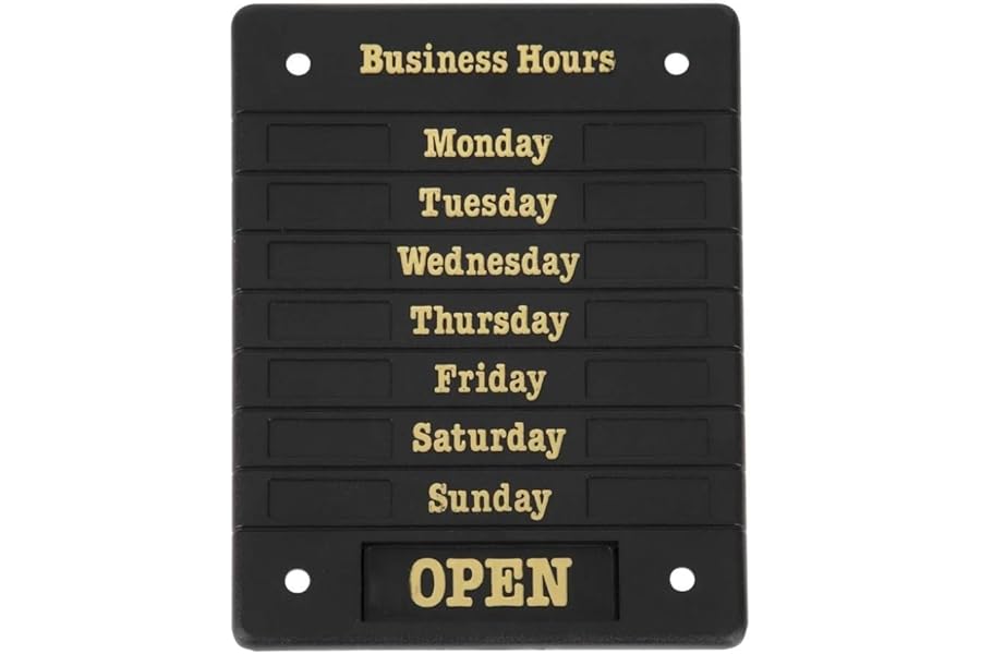 Beaumont Adjustable Opening Hours Display Sign with Suction Pads DL226