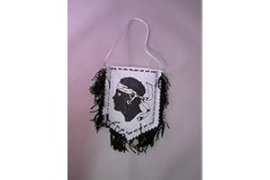 AZ FLAG - Fanion Corse Pour Décoration Voiture Double Face Avec Cordelettes - Mini Drapeau Province Corse - 13x10 cm