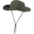 Comhats UPF 50 Sun Hats Wide Brim Summer Mesh UV Protection Safari Hat Fishing Walking Hiking Boonie Hats for Men Chin Strap Waterproof & Breathable