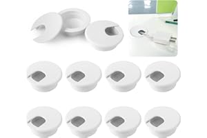 HEQISHUN 10 szt. przelotek na biurko, białe, 50 mm, przelotki kablowe, okrągła osłona otworu na kabel, plastikowa osłona kabla komputerowego, przewód do domu i biura, 10 szt
