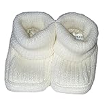 BNWT Baby boys or girls unisex knitted 100% Acrylic booties 0-3 months (white)