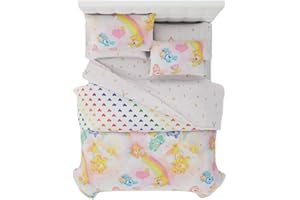 Franco Collectibles Care Bears - Juego de Ropa de Cama clásica Retro arcoíris de 7 Piezas súper Suave y con Funda, tamaño matrimonial (Producto 100% Oficial)