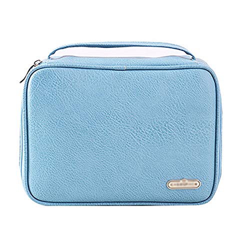 Preisvergleich Produktbild ZZD Kosmetische Schmuck Aufbewahrungsbox, PU Leder tragbare wasserdichte Reise Multifunktionstasche,Blue