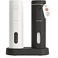 LARS NYSØM Electric Salt and Pepper Grinder Set I Automatic Salt and Pepper Mills with Adjustable Ceramic Grinder I USB Rechargeable Electric Spice Mill Set (Black/White)