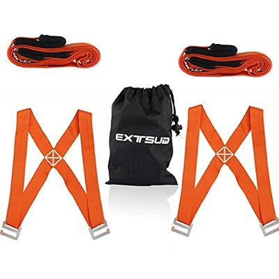 Extsud 2 Pcs Sangle de Levage 3mx5cm Sangle de Déménagement avec Bandoulière Longueur Réglable Max Charge 200kg Orange