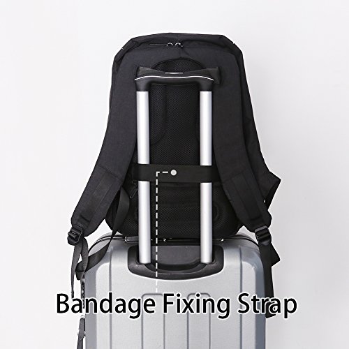 Fresion Business Laptop Notebook Tasche mit USB für 15 zoll Damen Herren leicht Uni Arbeit Businesstasche Notebooktasche Laptoptasche Gepolstert Schule Outdoor Rucksäcke 26L×13B×48H cm ( Schwarz / Grau ) - 6