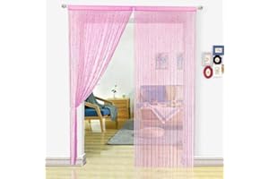 HSYLYM String Curtains Spaghetti Door Beads Light Weight Colourful Dense Bead Curtains for Party Decorations,Pink,90x200cm
