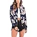 Produktbild Sunday Damen Jacke Sommer Herbst Bomberjacke Blumenprint Langarm Jacke Retro Piloten Biker Kurz mit Reißverschluss Outerwear Slim Party Oberteil Oberbekleidung