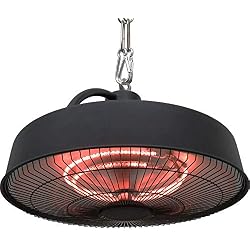 Chauffage Suspendu électrique Ø48cm Parasol Chauffant Infrarouge en Aluminium Design Industriel Noir avec télécommande - 2100W